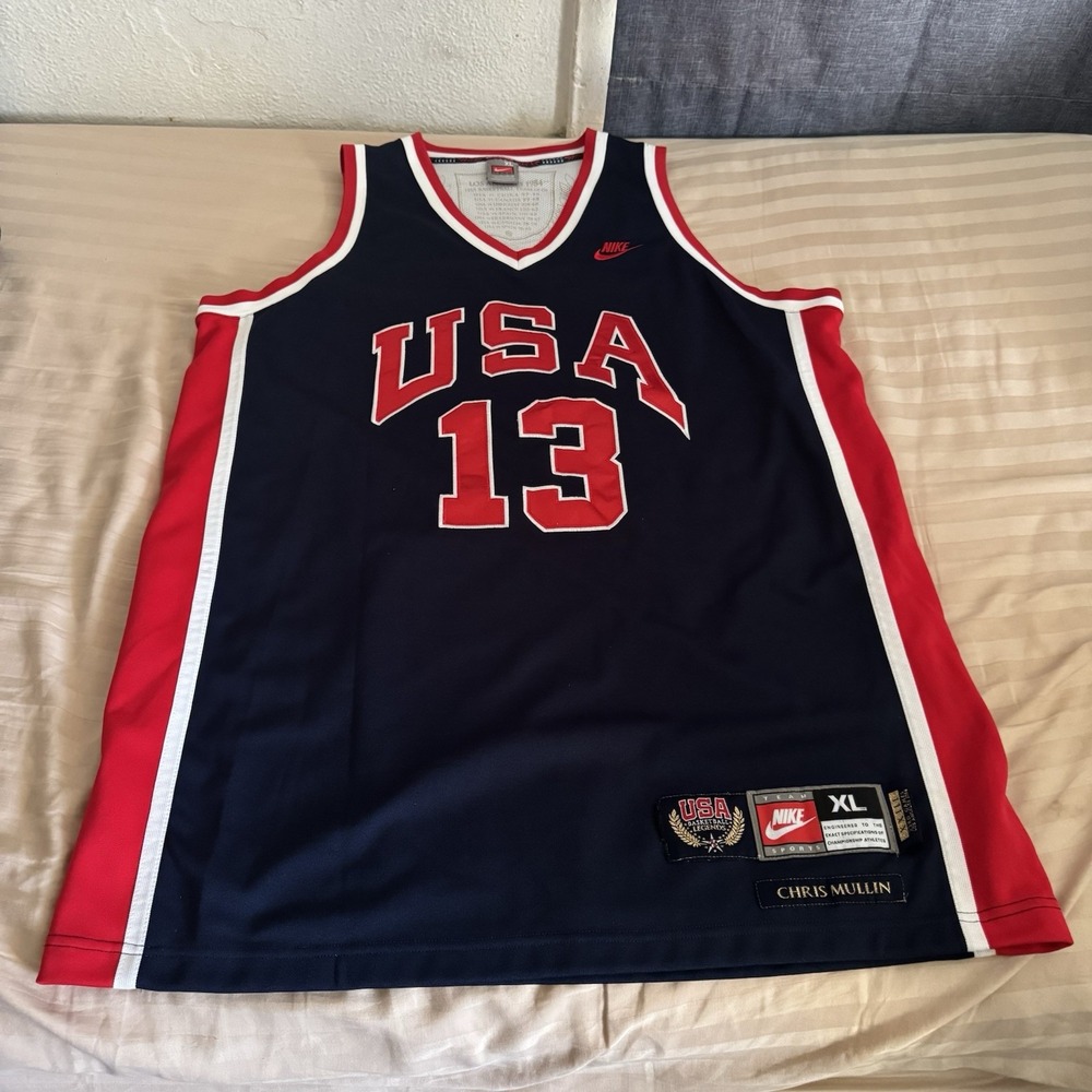 Vintage Nike 1984 Olympics Chris Mullin #13 Team‎ USA Basketball Jersey Men XL